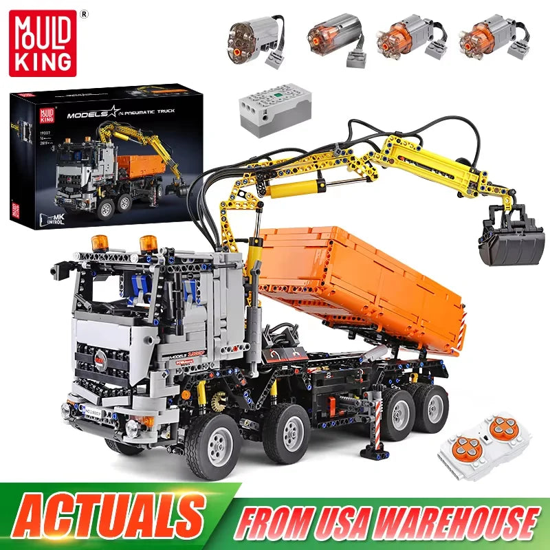 Mould King 19007 Technical Car Toys The RC MOC-24674 Pneumatic Truck Building Block Assembly Truck Brick Set Kids Christmas Gift