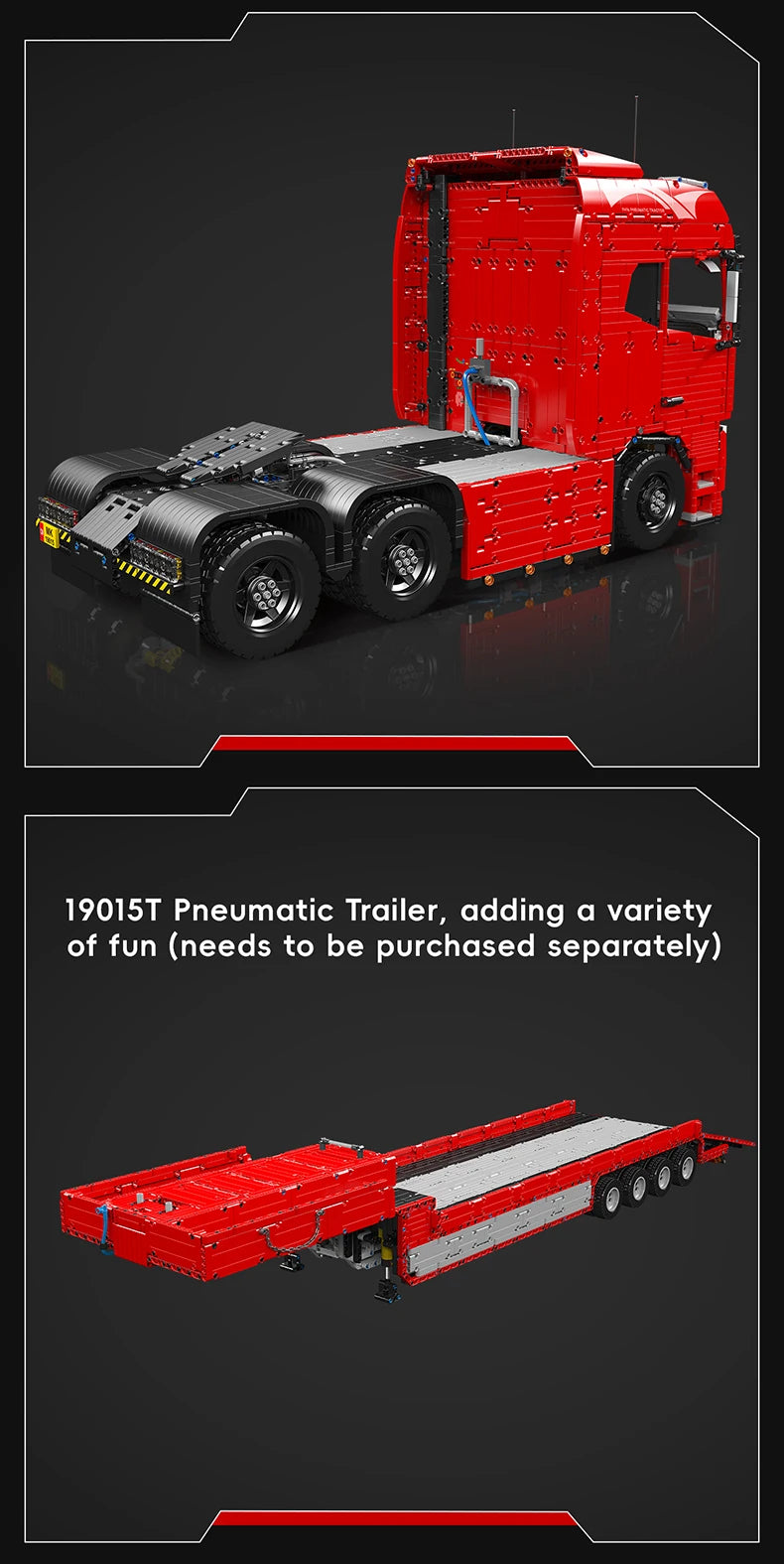 Mould King 19015 Technical Truck Toys The Remote Control FH16 Pneumatic Tractor Building Block Assembly Car Brick Set Kids Gift