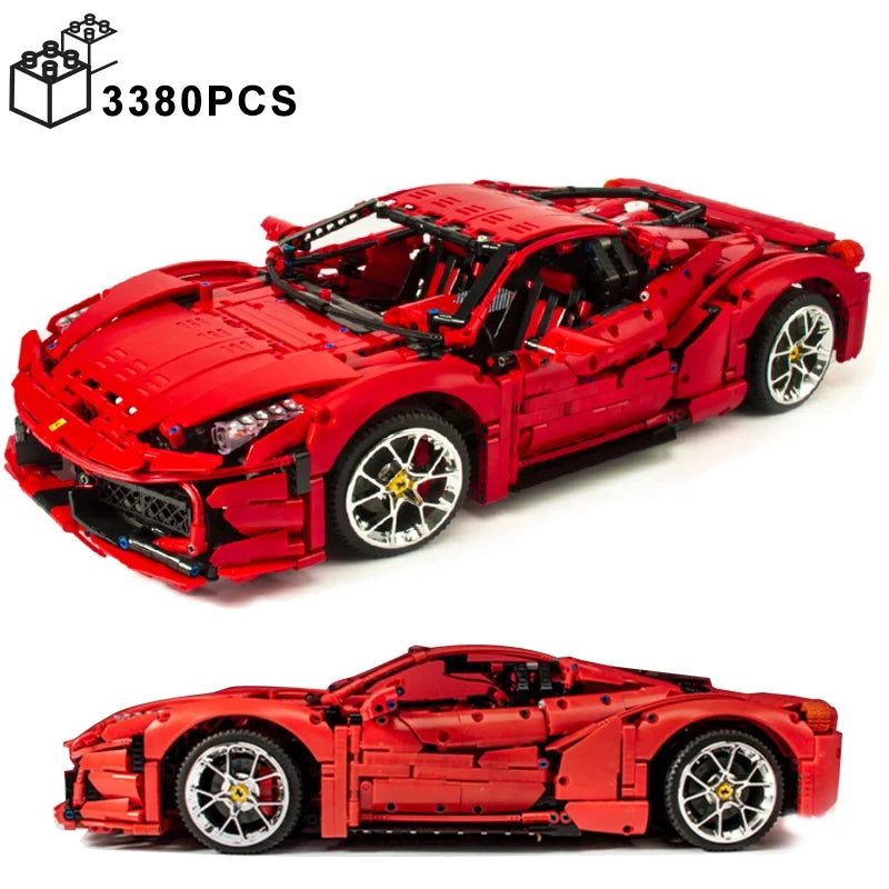 3380PCS Technical Red GT Super Speed Sport 1:8 Car Model Building Blocks City Famous Racing Vehicle Bricks Toys for Kid Gifts