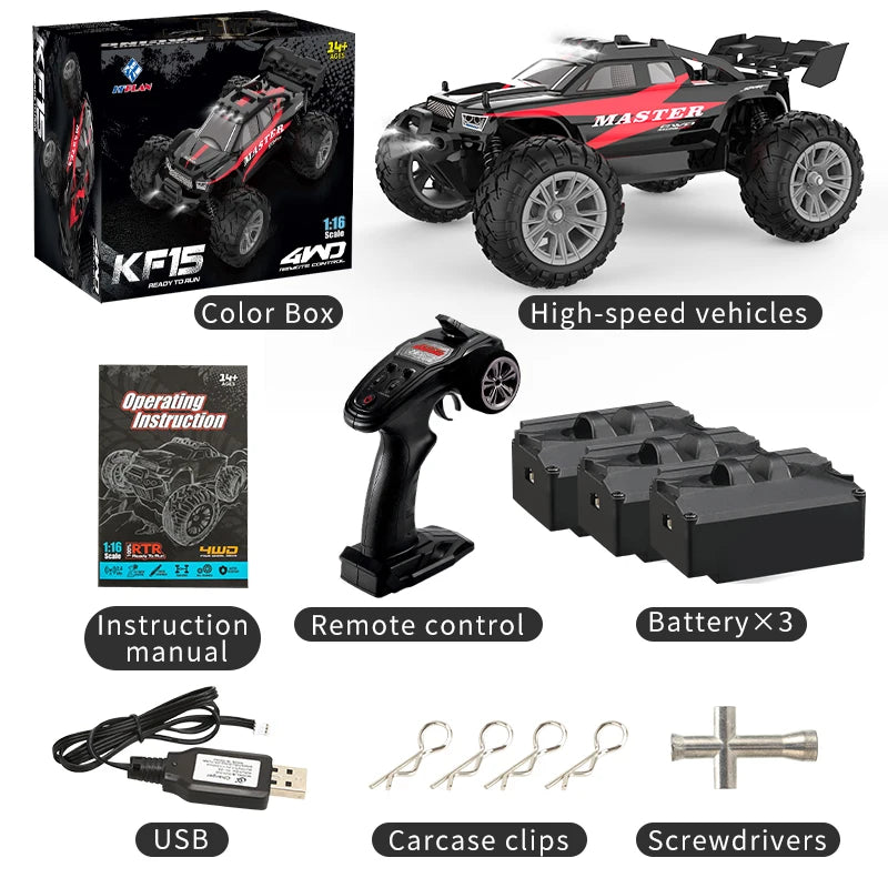 40KM/H High Speed KF15 1:16 RC Car 2.4G Remote Control Truck Electric Off-Road Drift Racing Car Toys