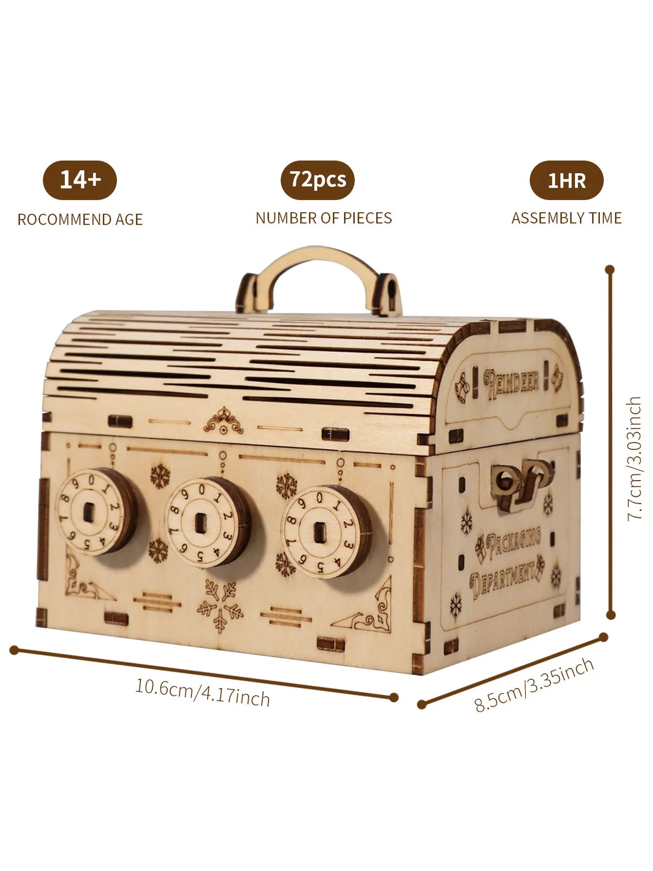 3D Wooden Puzzle DIY Treasure Box Model Building Kits Brain Teaser Projects for Adult Christmas Gifts