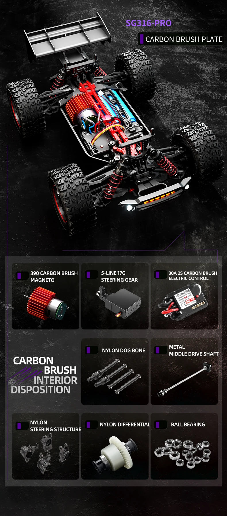 ZLL SG316 MAX 1:16 High Speed Drift Racing Car 80KM/H Brushless Motor 4WD RC Off Road Car Monster Trucks Toys for For Kids Gifts