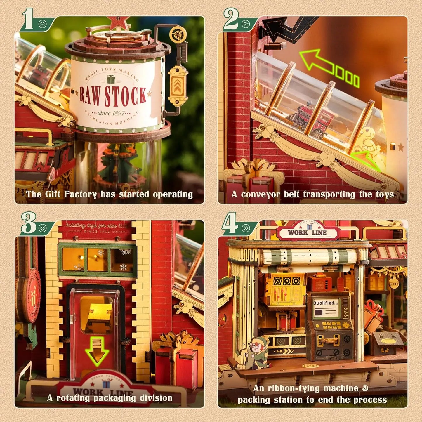 Robotime Rokr Wooden Music Box Christmas Dream Gift Factory 3D Wooden Puzzles Wooden Model Kits Build Best Gifts for Kids Adults