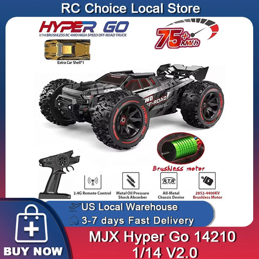 Hypergo MJX 14210 1/14 V2.0 Rc Remote Control Car  4WD Off-road Racing RC Truck Brushless 2.4G Electric Drift Car Boy Toys