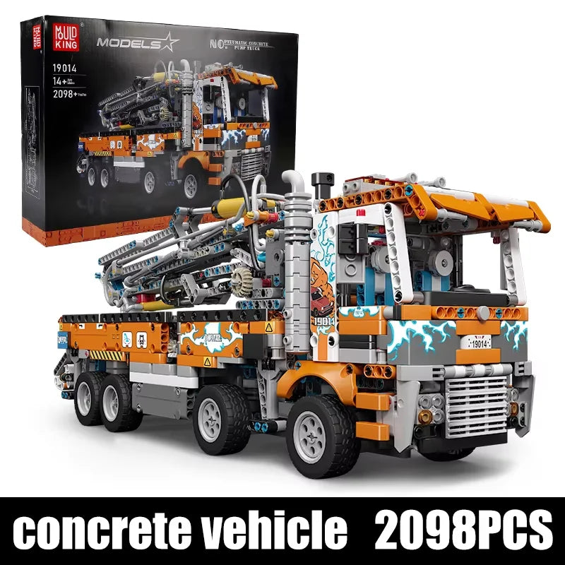 Mould King 19014 Technical Truck Toys The MOC-89879 Pneumatic Concrete Pump Truck Building Block Brick Set Kids Christmas Gift