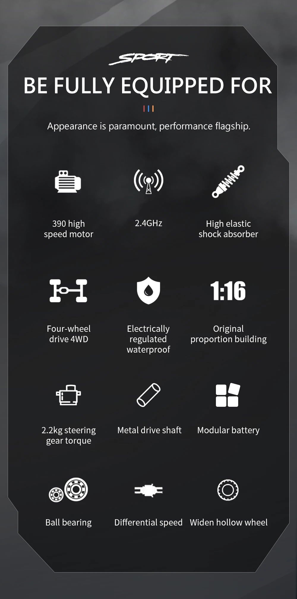 40KM/H High Speed KF15 1:16 RC Car 2.4G Remote Control Truck Electric Off-Road Drift Racing Car Toys