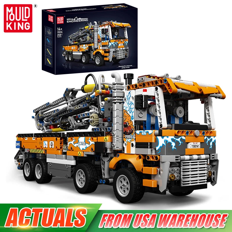 Mould King 19014 Technical Truck Toys The MOC-89879 Pneumatic Concrete Pump Truck Building Block Brick Set Kids Christmas Gift