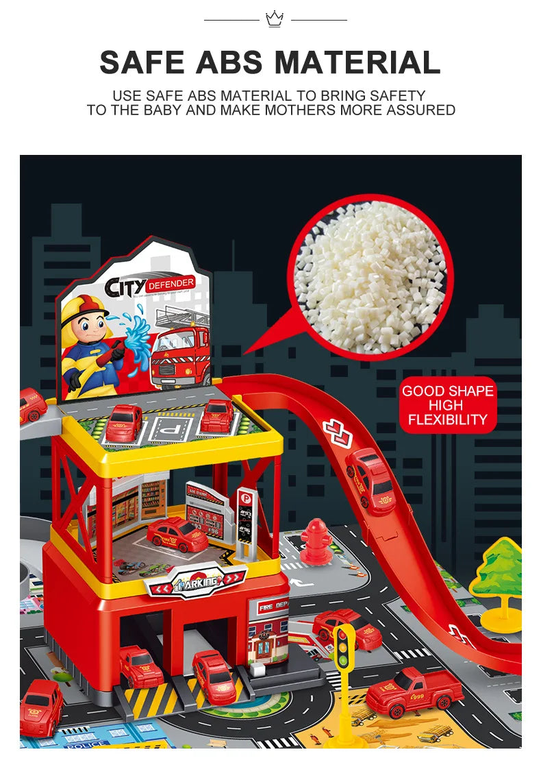 Parking Lot Toys Electric Rail Car Parking DIY Assembled Runway Inertia Car Engineering Mini Vehicle Toy Boys Kids Birthday Gif