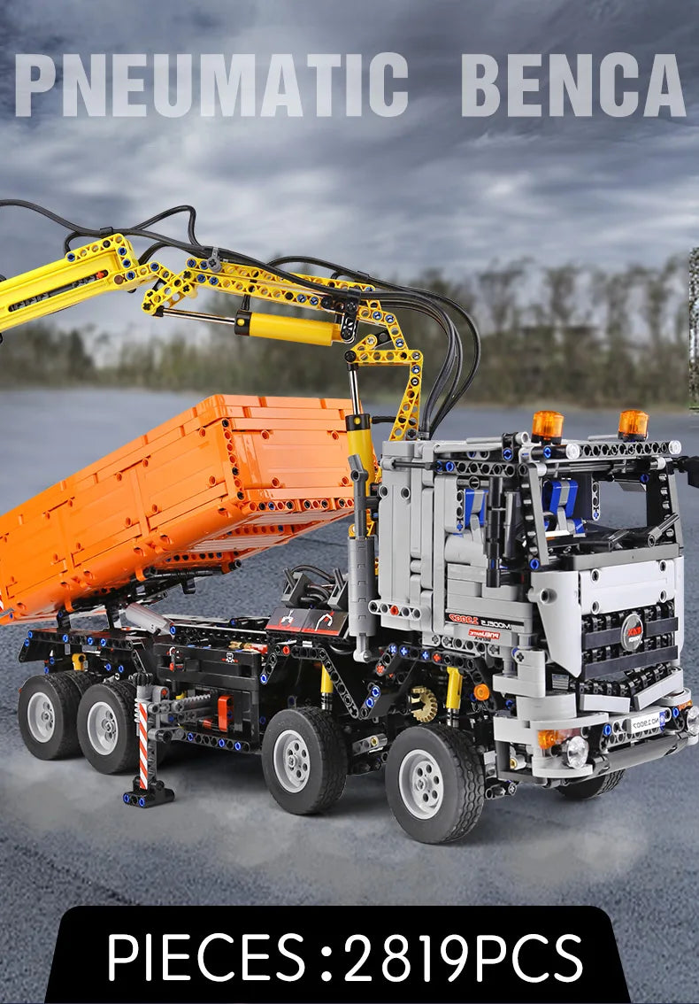 Mould King 19007 Technical Car Toys The RC MOC-24674 Pneumatic Truck Building Block Assembly Truck Brick Set Kids Christmas Gift