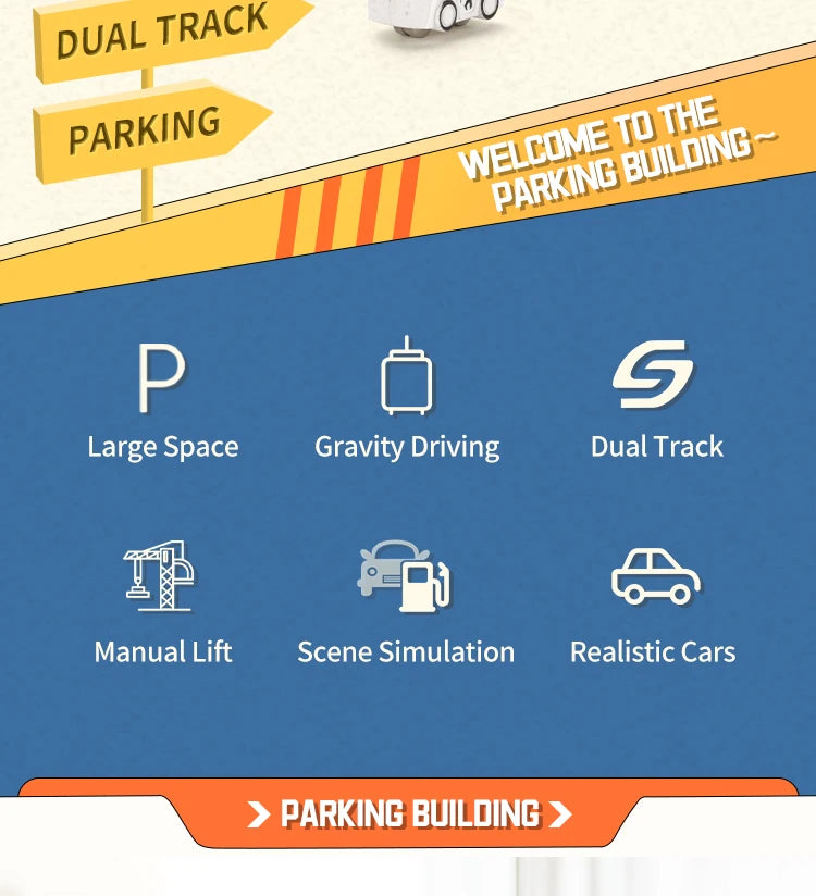 Diy Track Parking Lot Toys Children's Parking Building Toy Railcar Vehicle Models Toy with Double Slide Boys Girls Birthday Gift