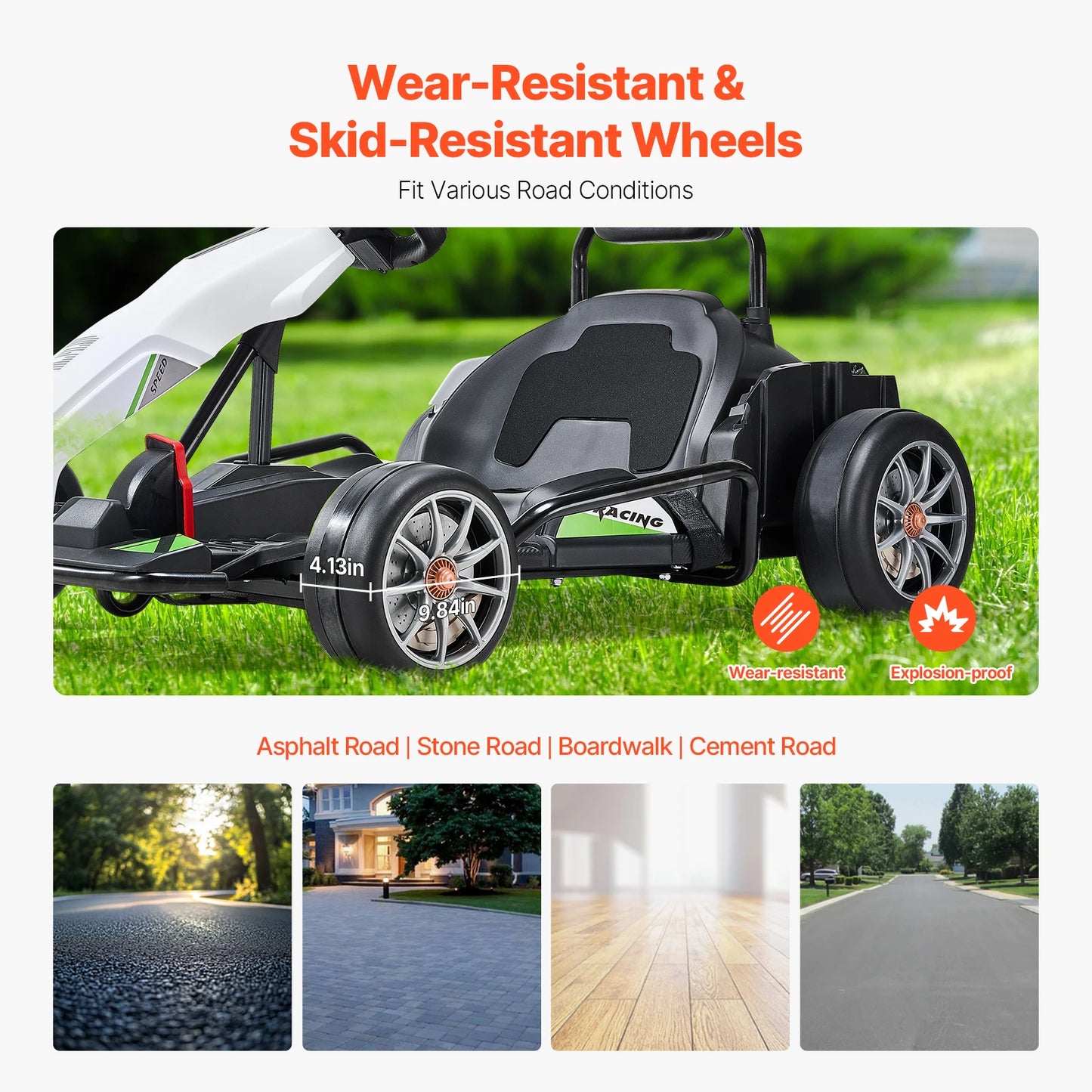 SucceBuy 24V 9Ah Electric Pedal Go Kart Portable Outdoor Race Toy with 200W Motor Adjustable Speed & Brake for Kids Play Toys