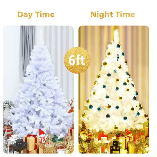 6 Ft White Christmas Pine with Sturdy Metal Stand