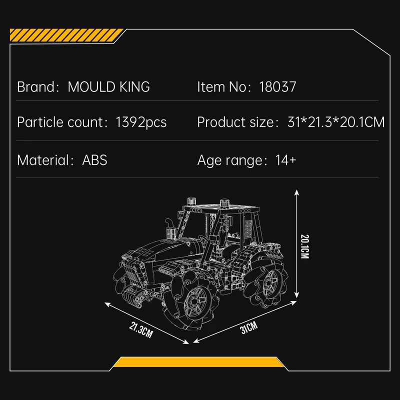 Mould King 18037 Technical Truck Toys The Remote Control Wheeled Tractor Building Block Assembly Car Brick Kids Christmas Gift