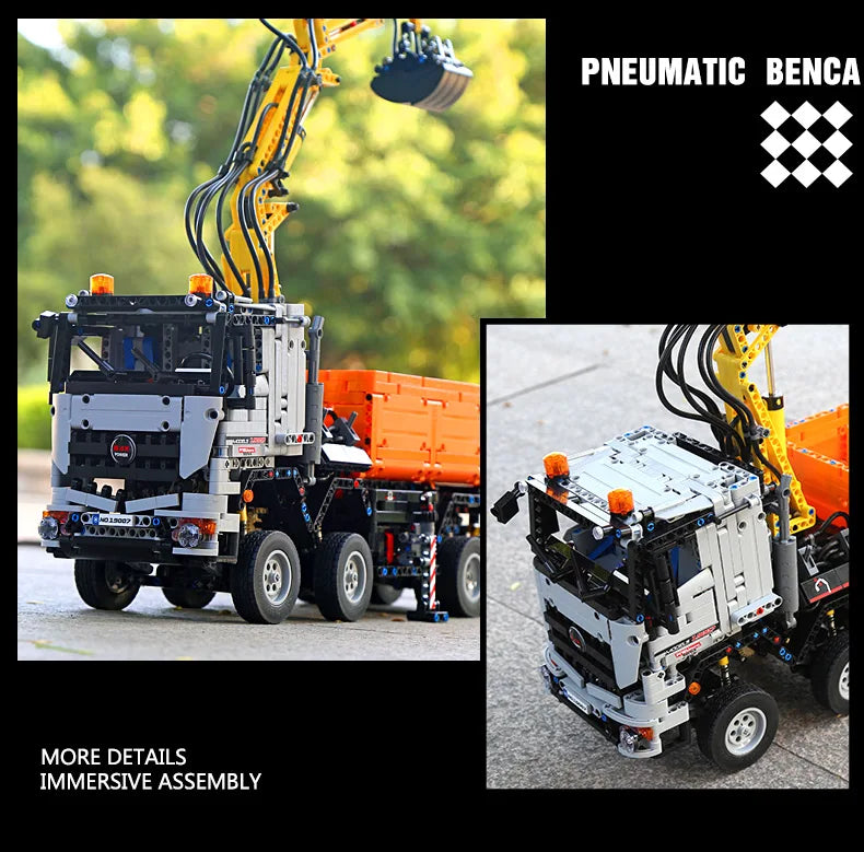 Mould King 19007 Technical Car Toys The RC MOC-24674 Pneumatic Truck Building Block Assembly Truck Brick Set Kids Christmas Gift