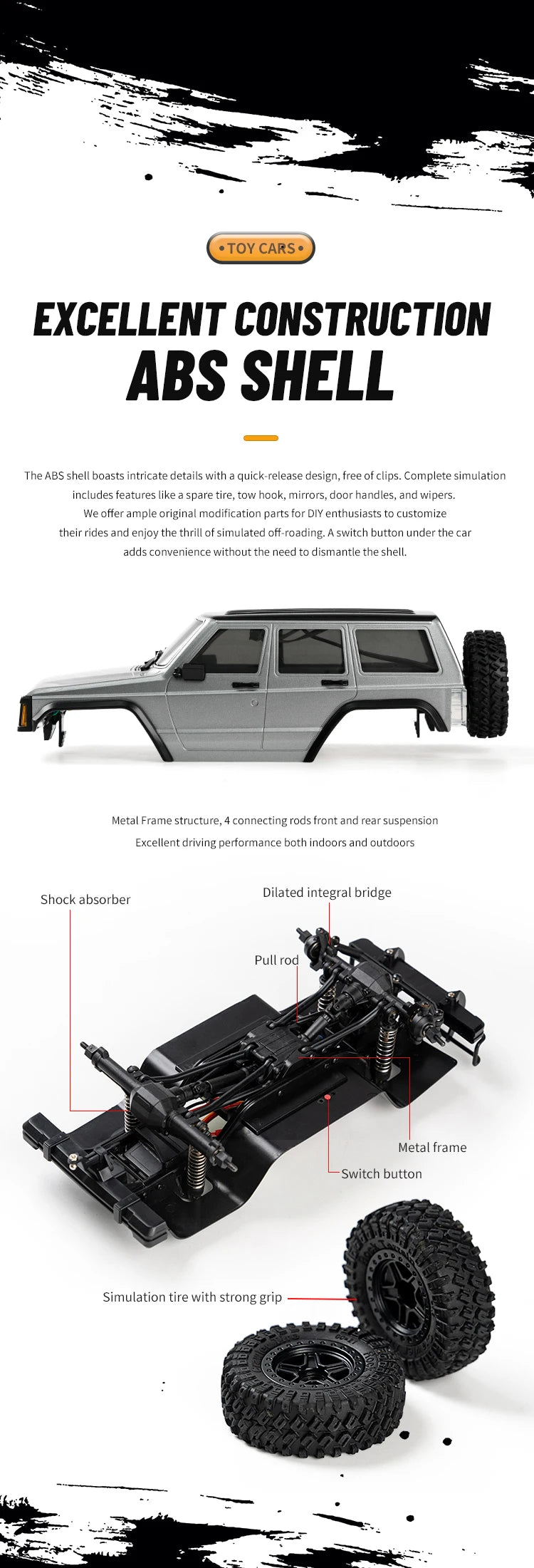 C8809 1/18 RC Car 2.4G Remote Control Crawler 4WD Electric Climbing Off-Road Model Car Toys for Children