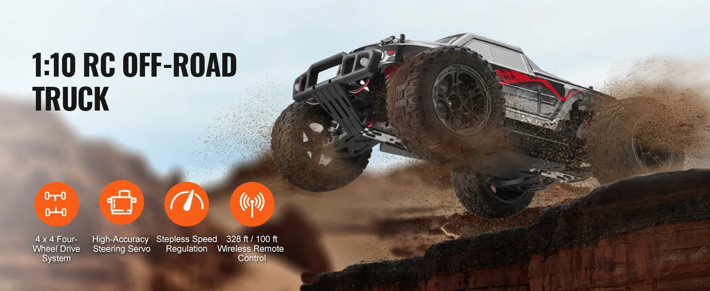 SucceBuy 1:10 38KM/H 4WD RC Car All Terrain Off-Road with 2 Batteries Drift Monster Truck Children Toys for Kids Christmas Gifts