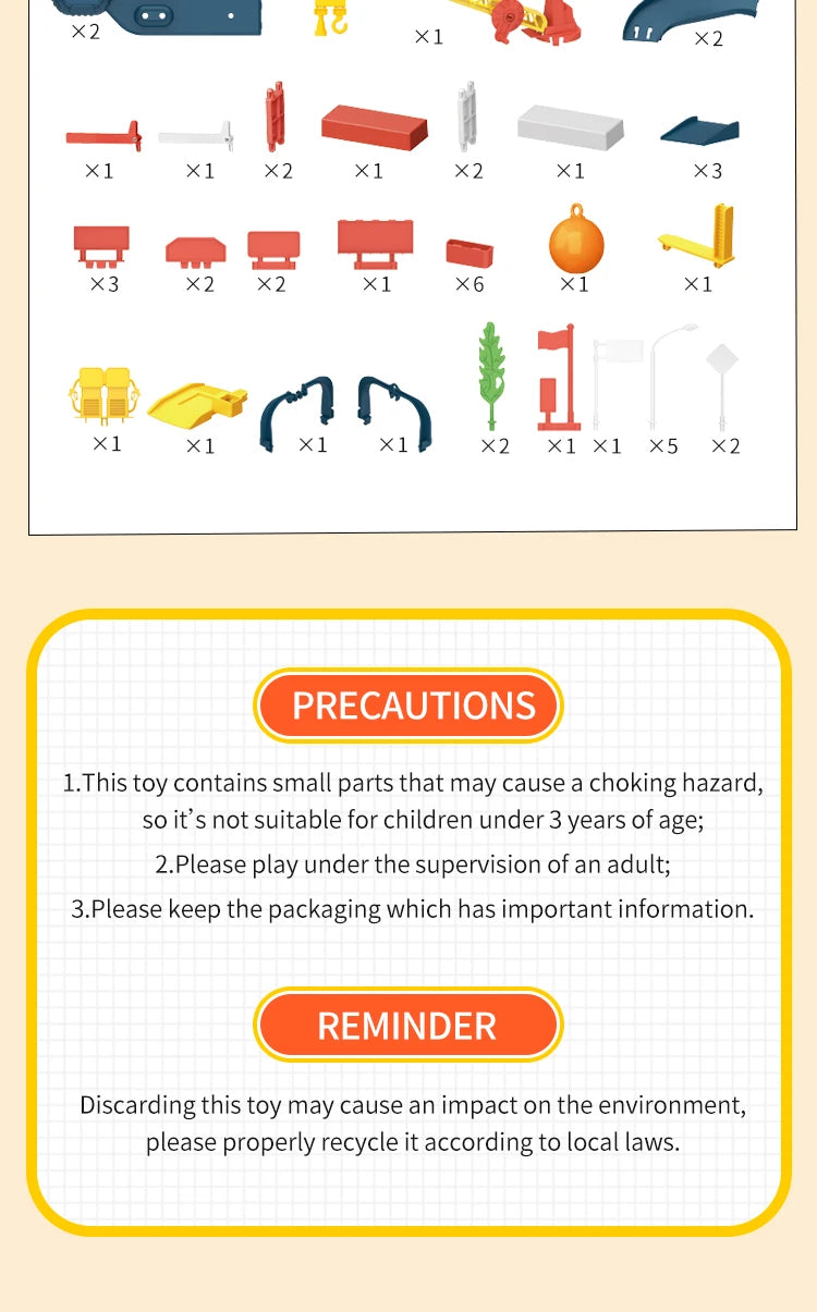 Diy Track Parking Lot Toys Children's Parking Building Toy Railcar Vehicle Models Toy with Double Slide Boys Girls Birthday Gift