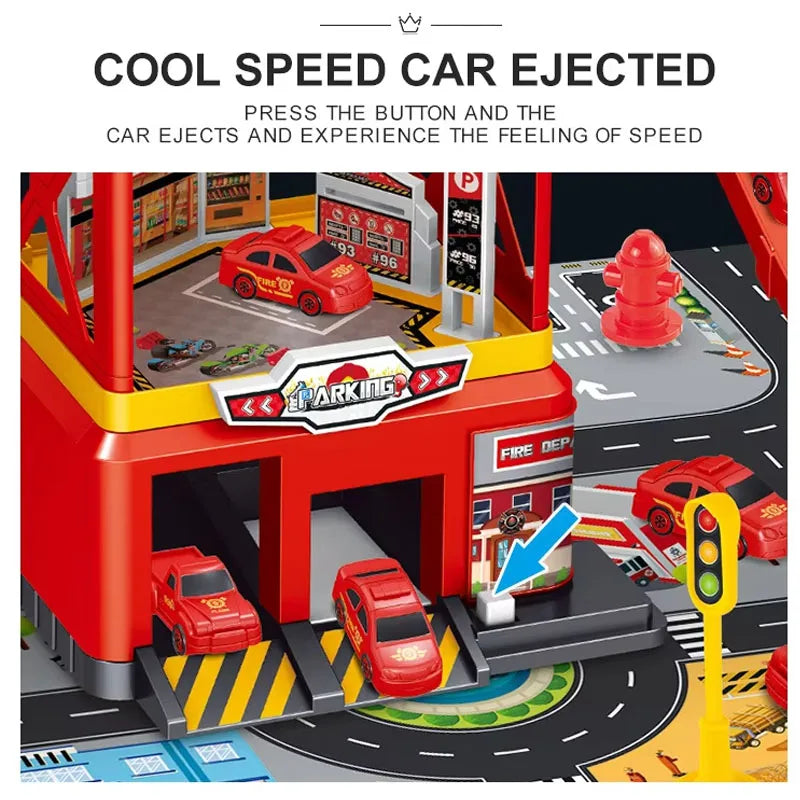 Parking Lot Toys Electric Rail Car Parking DIY Assembled Runway Inertia Car Engineering Mini Vehicle Toy Boys Kids Birthday Gif