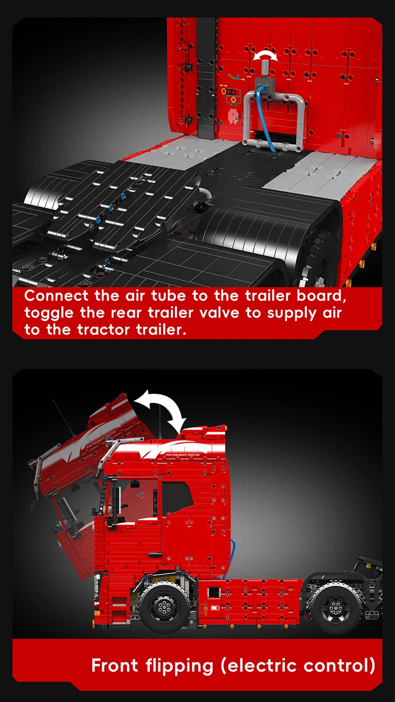 Mould King 19015 Technical Truck Toys The Remote Control FH16 Pneumatic Tractor Building Block Assembly Car Brick Set Kids Gift