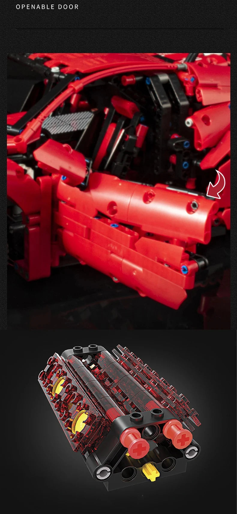 3380PCS Technical Red GT Super Speed Sport 1:8 Car Model Building Blocks City Famous Racing Vehicle Bricks Toys for Kid Gifts