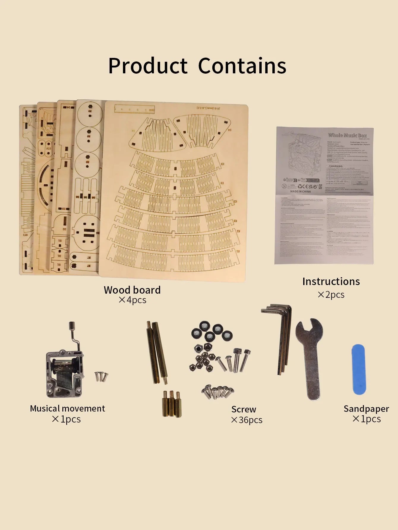 3d wooden puzzle Hand Whale music box Play 《Beautiful Seaside》 Handmade Assembly Model kit Holidays birthdays Christmas gifts