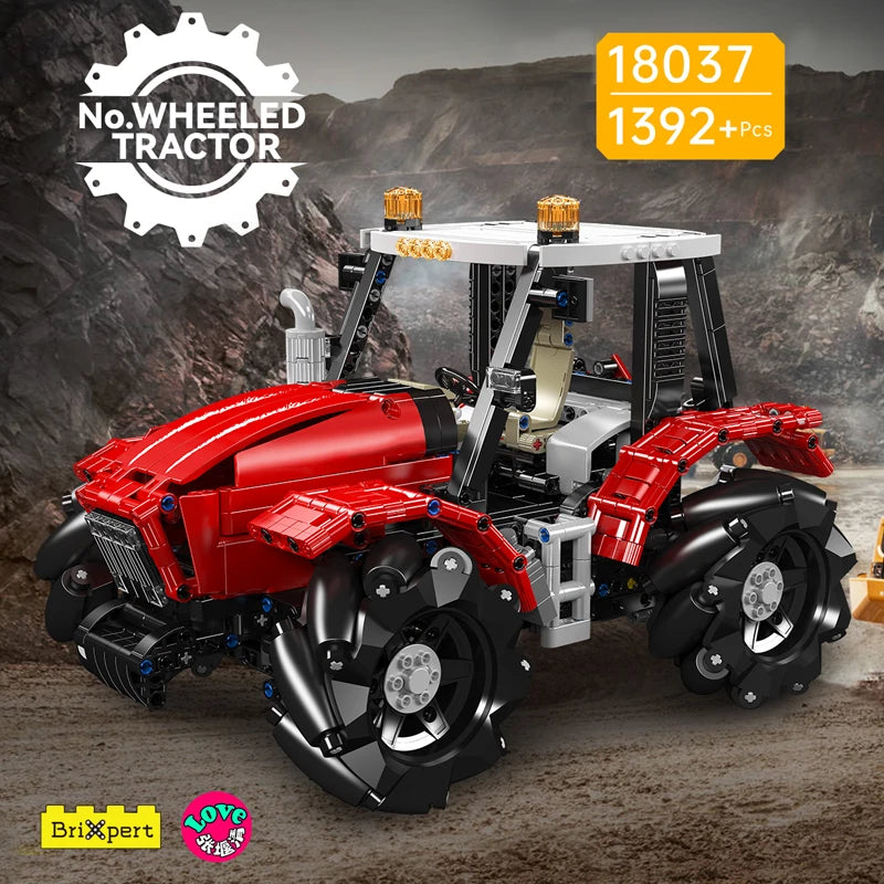 Mould King 18037 Technical Truck Toys The Remote Control Wheeled Tractor Building Block Assembly Car Brick Kids Christmas Gift