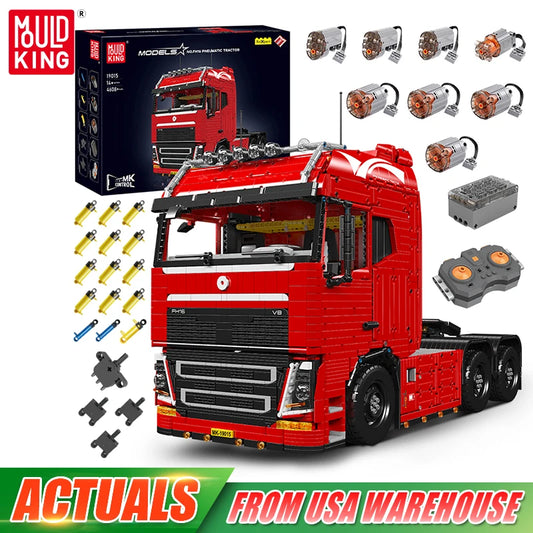 Mould King 19015 Technical Truck Toys The Remote Control FH16 Pneumatic Tractor Building Block Assembly Car Brick Set Kids Gift