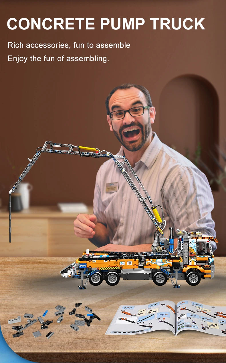 Mould King 19014 Technical Truck Toys The MOC-89879 Pneumatic Concrete Pump Truck Building Block Brick Set Kids Christmas Gift