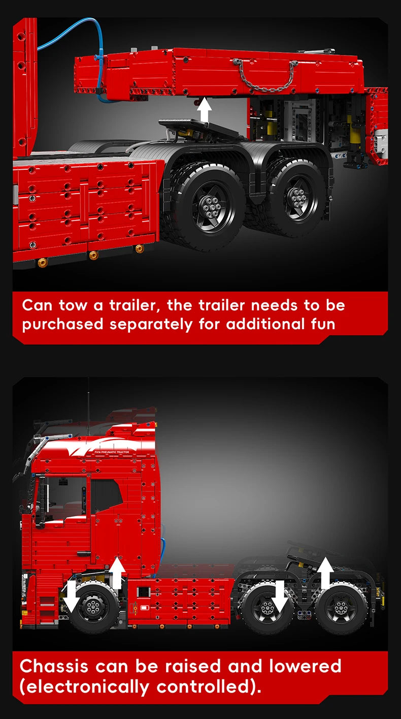 Mould King 19015 Technical Truck Toys The Remote Control FH16 Pneumatic Tractor Building Block Assembly Car Brick Set Kids Gift