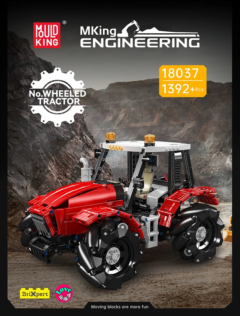 Mould King 18037 Technical Truck Toys The Remote Control Wheeled Tractor Building Block Assembly Car Brick Kids Christmas Gift