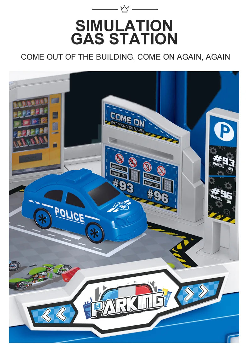 Parking Lot Toys Electric Rail Car Parking DIY Assembled Runway Inertia Car Engineering Mini Vehicle Toy Boys Kids Birthday Gif