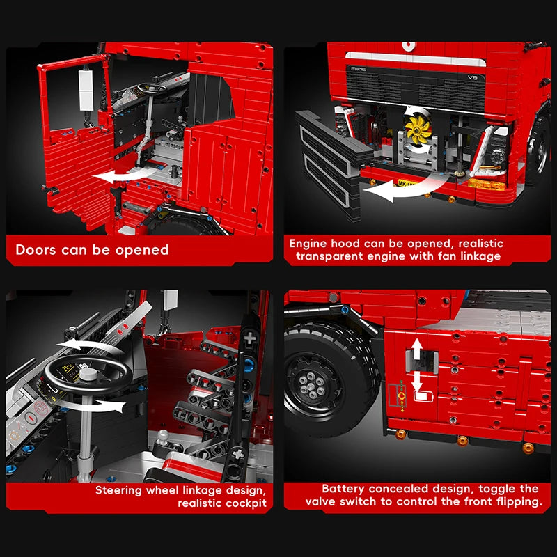 Mould King 19015 Technical Truck Toys The Remote Control FH16 Pneumatic Tractor Building Block Assembly Car Brick Set Kids Gift