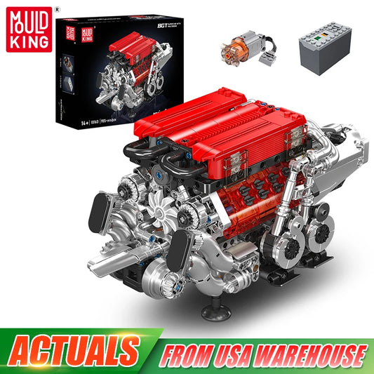 Mould King 10163 Technical Car Toys The Motorized BGT Supercar With W16 Engine Building Block Assembly Brick Kids Christmas Gift