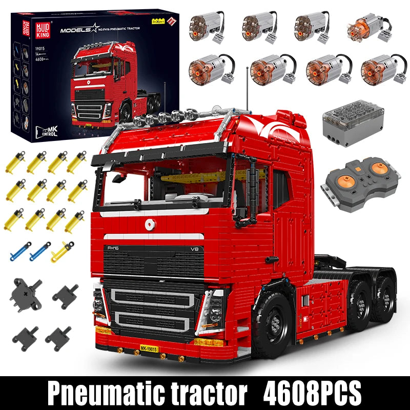 Mould King 19015 Technical Truck Toys The Remote Control FH16 Pneumatic Tractor Building Block Assembly Car Brick Set Kids Gift