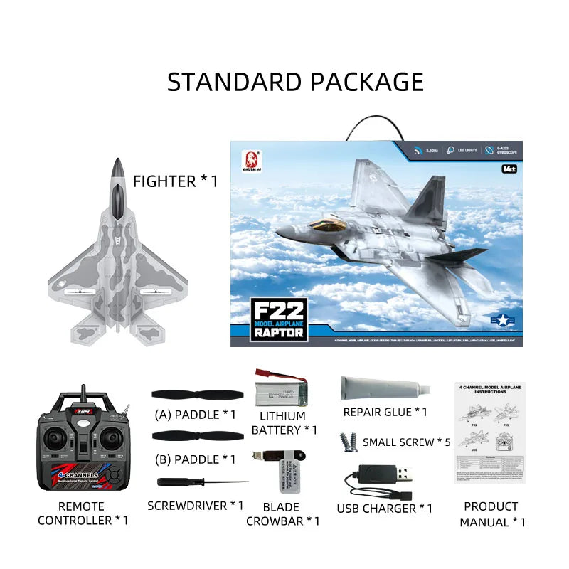 Bm22 rc f22 plane raptor 4ch Large Fighter Jet Fixed-wing Remote Control Foam Glider Electric Model Airplane Toys rc rtf