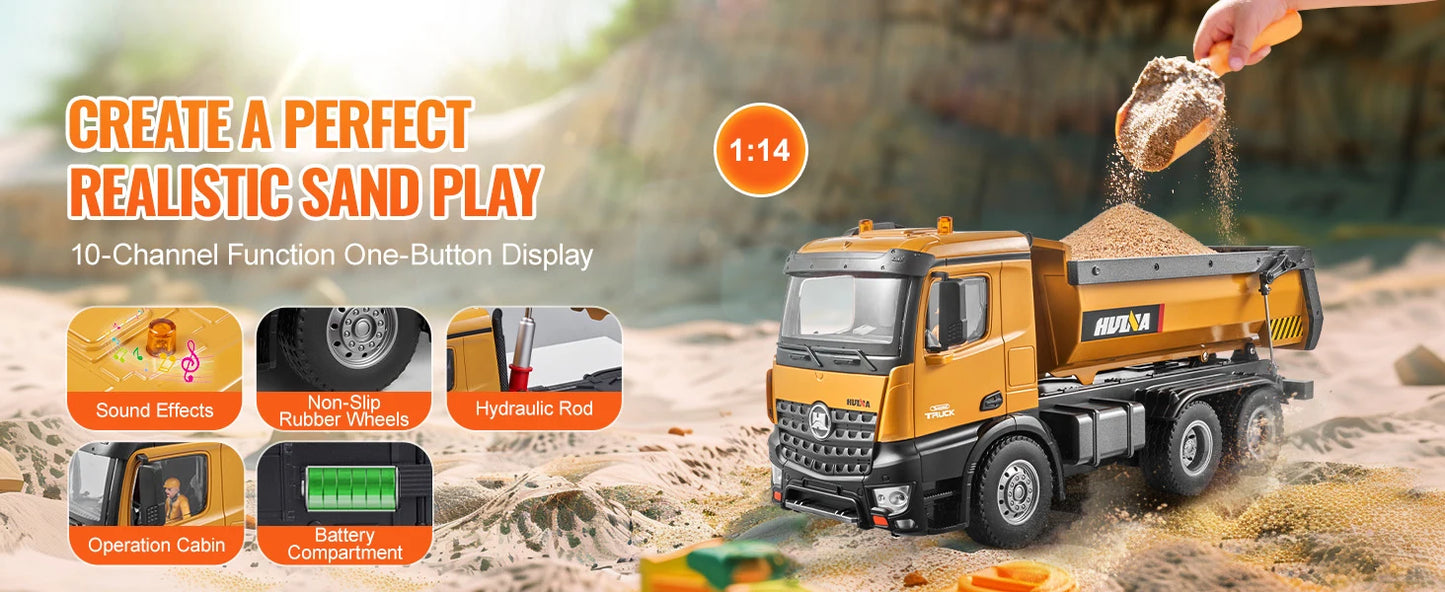 SucceBuy RC Excavator Dumper Car Remote Control Engineering Vehicle Crawler Truck Bulldozer Toys for Boys Kids Christmas Gifts