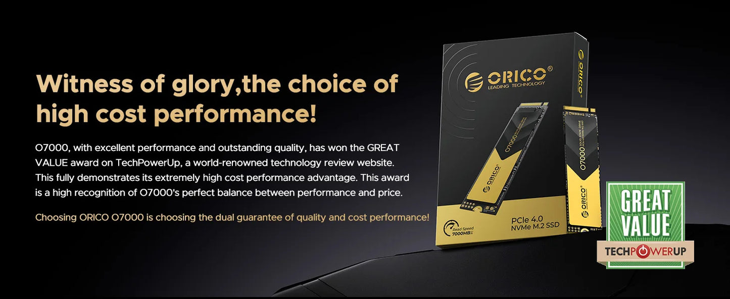 ORICO 2TB NVMe SSD PCIe 4.0 Up to 7400MB/s, M.2 SSD 2280 PCIe 4.0X4 Internal Solid State Drive SSD for Gamers and Creators-O7000