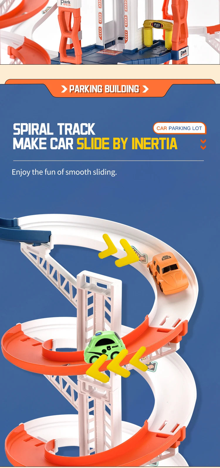 Diy Track Parking Lot Toys Children's Parking Building Toy Railcar Vehicle Models Toy with Double Slide Boys Girls Birthday Gift