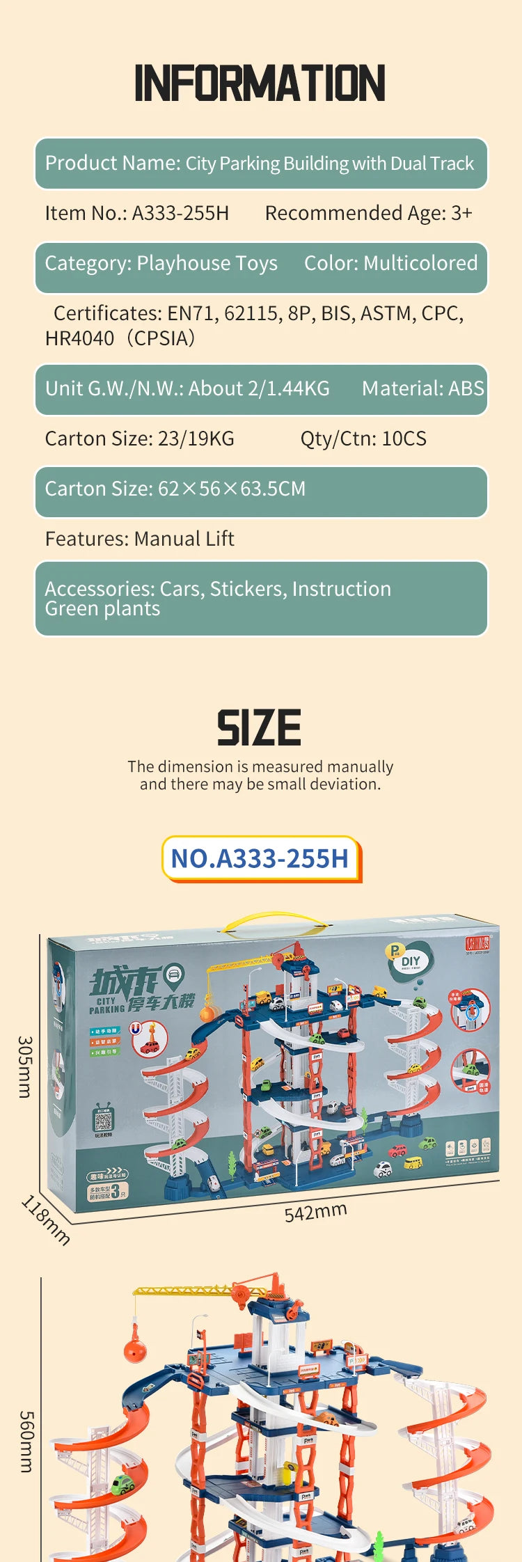 Diy Track Parking Lot Toys Children's Parking Building Toy Railcar Vehicle Models Toy with Double Slide Boys Girls Birthday Gift