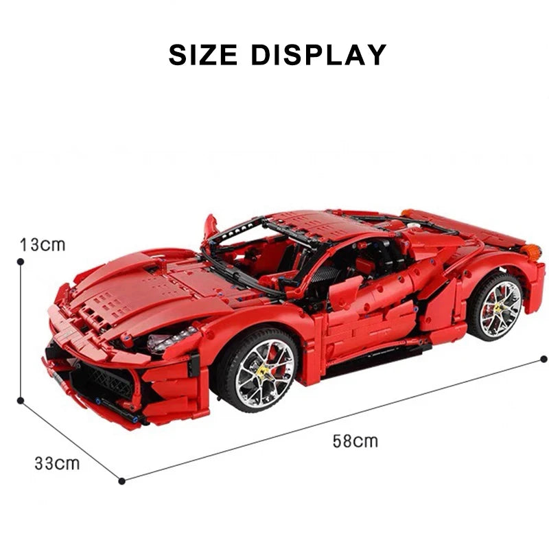 3380PCS Technical Red GT Super Speed Sport 1:8 Car Model Building Blocks City Famous Racing Vehicle Bricks Toys for Kid Gifts