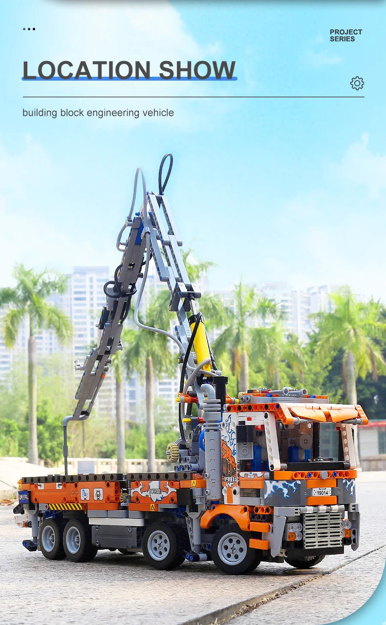 Mould King 19014 Technical Truck Toys The MOC-89879 Pneumatic Concrete Pump Truck Building Block Brick Set Kids Christmas Gift