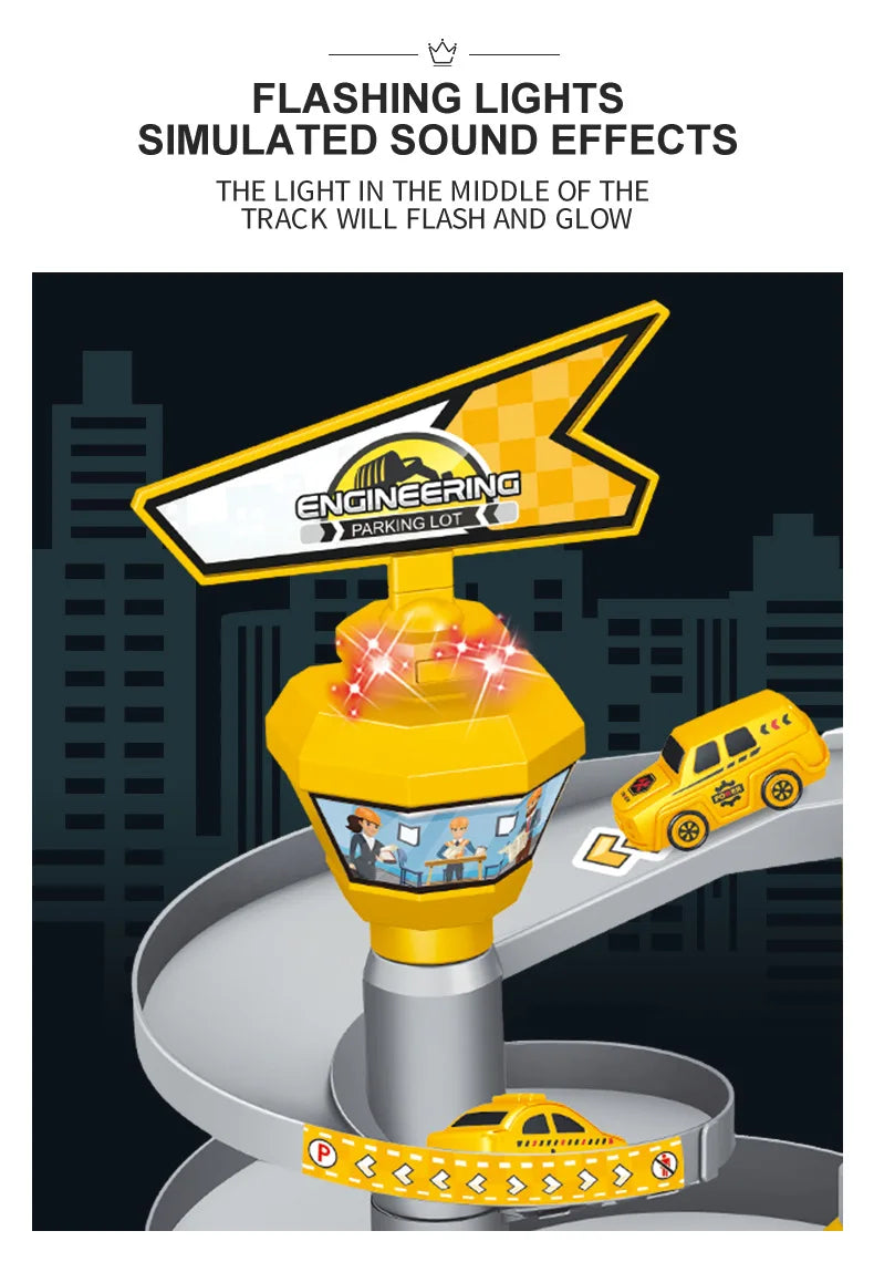 Parking Lot Toys Electric Rail Car Parking DIY Assembled Runway Inertia Car Engineering Mini Vehicle Toy Boys Kids Birthday Gif