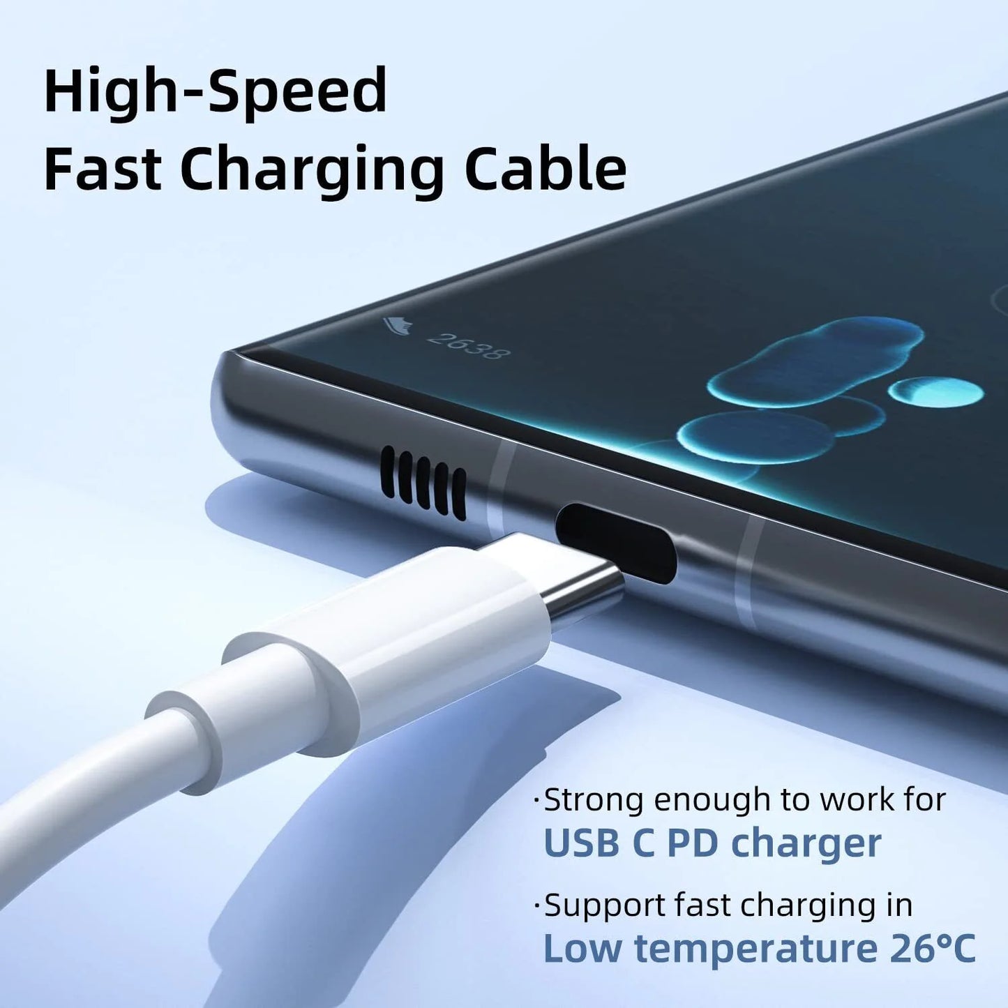 3x 6FT USB-C Fast Charging Type C Cables