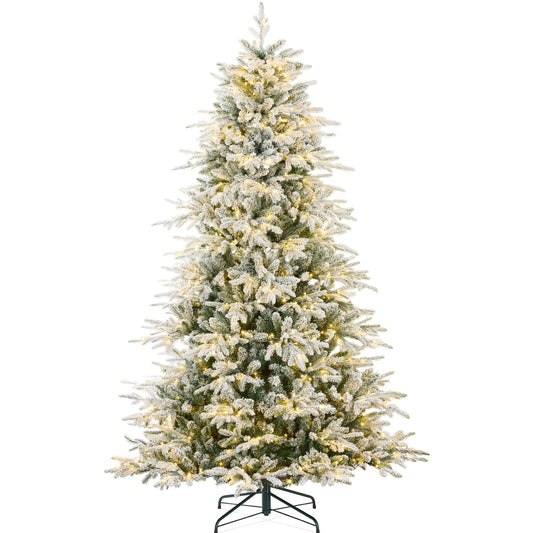 Snowy Noble Fir Christmas Tree 6ft with Dual-Color LED Lights