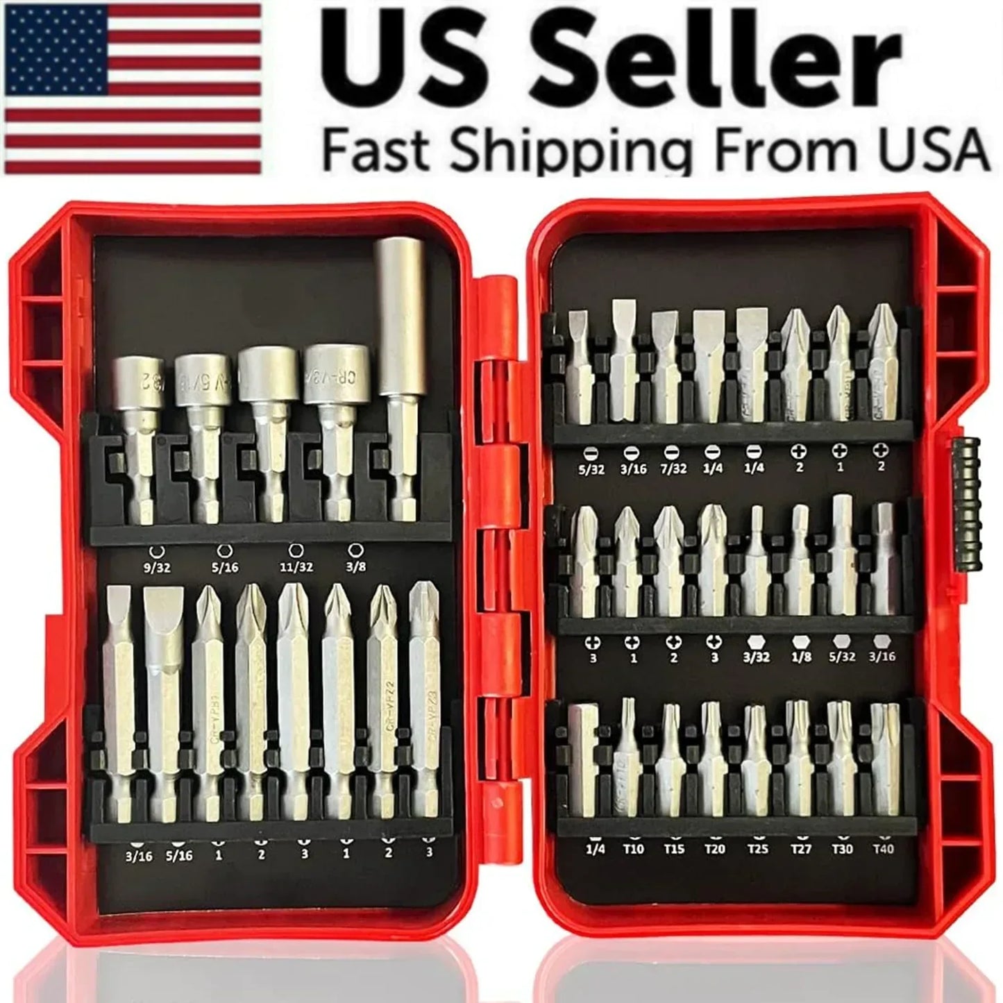 37-Piece Magnetic Screwdriver and Nut Driver Bit Set