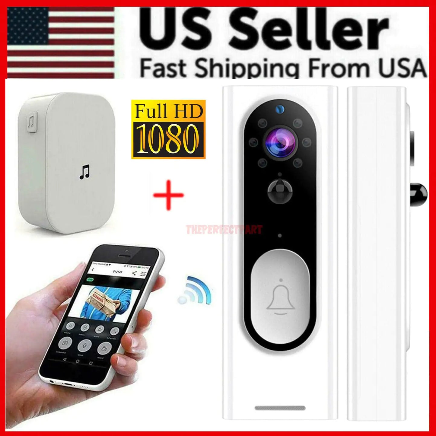 HD 1080P WiFi Doorbell Camera with Chime