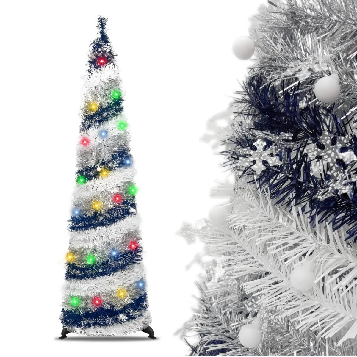 5ft Quick-Set-Up Christmas Tree with Multicolor LED Lights