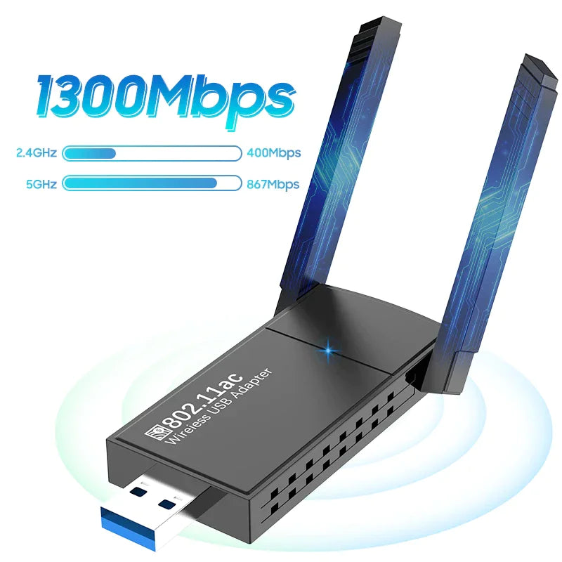 Dual Band Wireless USB 3.0 Adapter 1300Mbps