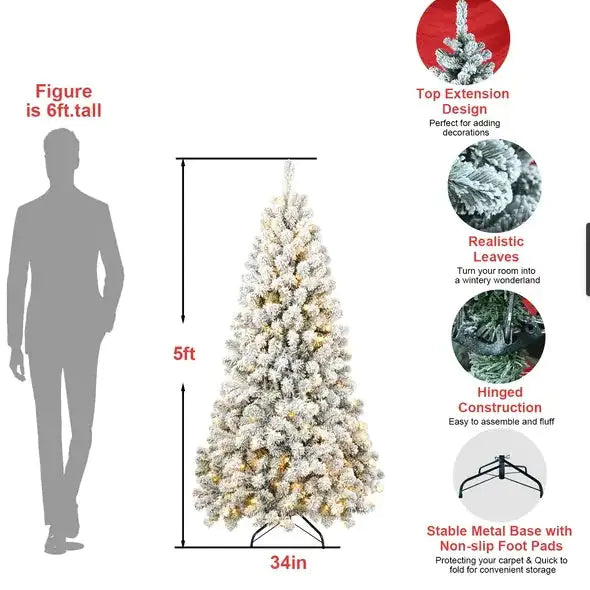 5ft Eco-Friendly Pre-lit Flocked Christmas Tree