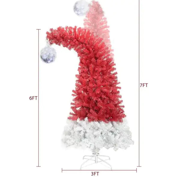 6FT Bendable Santa Hat Fir Christmas Tree with 300 LED Lights